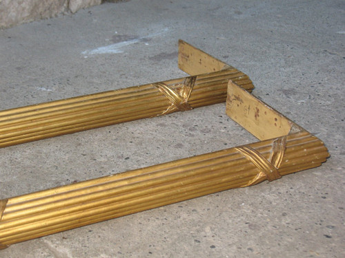 Pair of gilded wood valances or canopy, 19th century, Louis XVI style