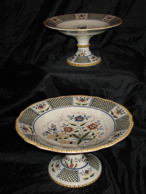 Sarreguemines earthenware dinner service with Montmorency decor 90 pieces late 19th century