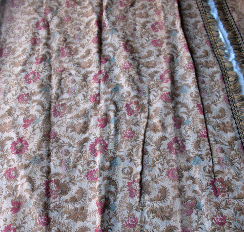 Pair of door hanging curtains in woven Jacquard floral pattern Louis XIII style late 19th