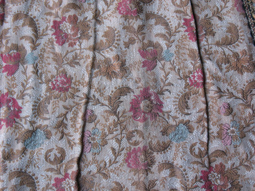 Pair of door hanging curtains in woven Jacquard floral pattern Louis XIII style late 19th