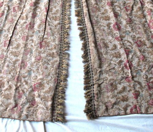 Pair of door hanging curtains in woven Jacquard floral pattern Louis XIII style late 19th