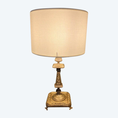 Bellissima lampada in bronzo dorato del periodo Napoleone III in stile rinascimentale