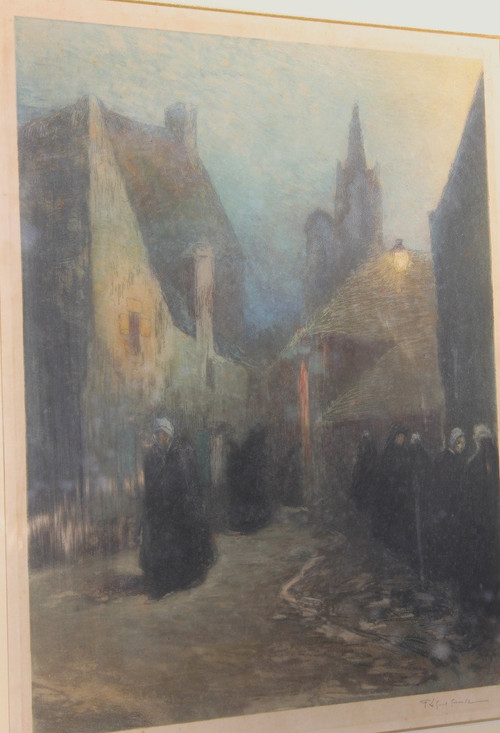 Douarnenez, framed etching by Fernand Legout-Gérard - Brittany