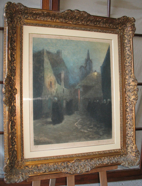 Douarnenez, framed etching by Fernand Legout-Gérard - Brittany