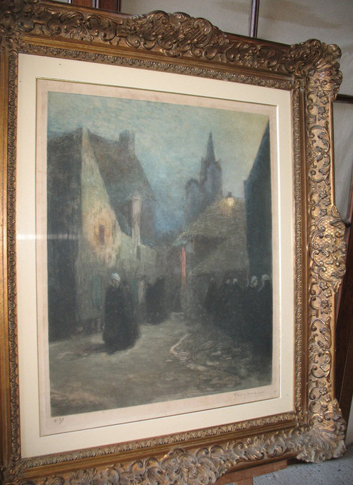 Douarnenez, framed etching by Fernand Legout-Gérard - Brittany