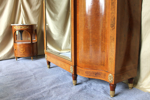 Bedroom in marquetry and rare gilt bronze ornamentation 19th Louis XVI style