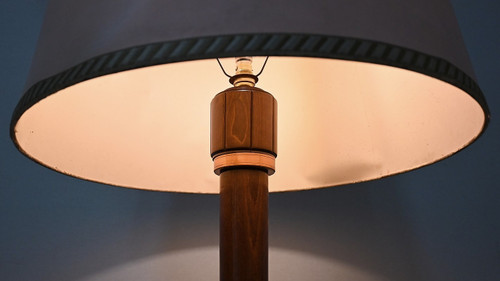 Art Deco floor lamp in varnished beech – 1940