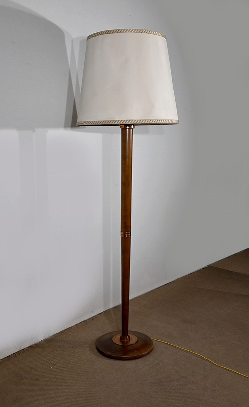 Art Deco floor lamp in varnished beech – 1940