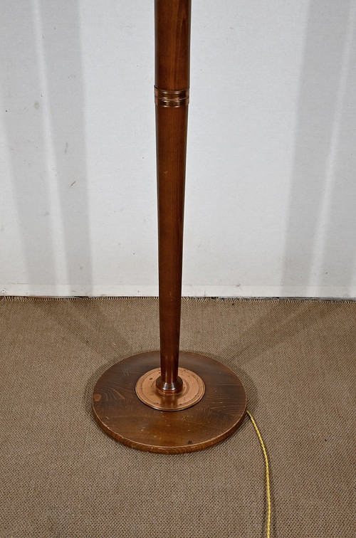 Art Deco floor lamp in varnished beech – 1940