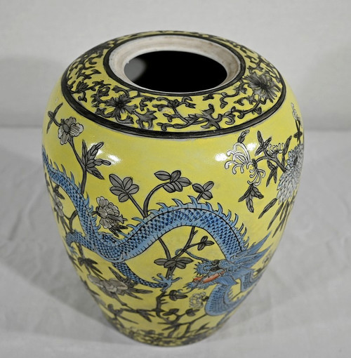 Vase aux Deux Dragons, en Porcelaine de Chine, Dynastie Qing – XIXe