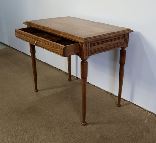 Office table in solid oak, Louis XVI style - 1900