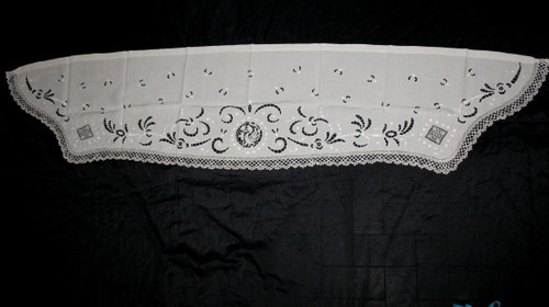 Lace border for altar front or console in Richelieu embroidery, 19th century