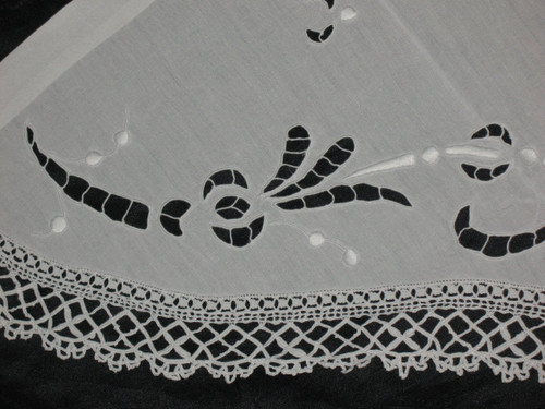 Lace border for altar front or console in Richelieu embroidery, 19th century