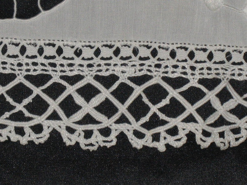 Lace border for altar front or console in Richelieu embroidery, 19th century