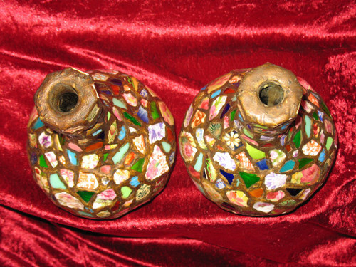 Pair of picplate mosaic vases from the mid-20th century