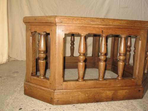 Paneling element octagonal oak table leg in Louis XIII style 19th century