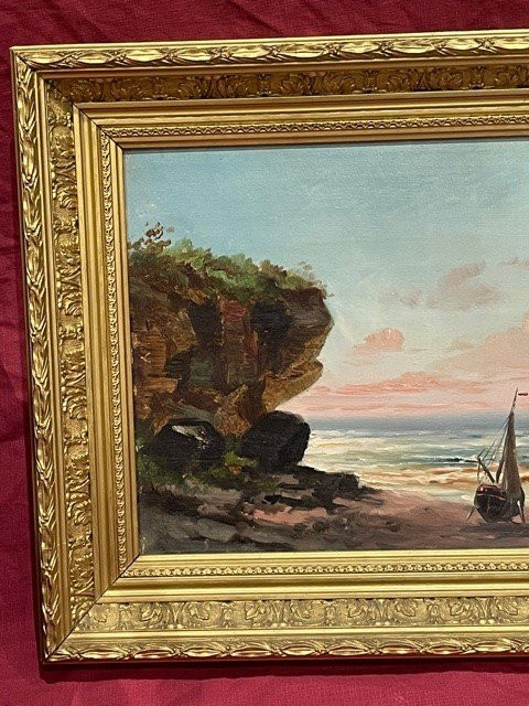 Oil On Panel XIX ème Marine painting