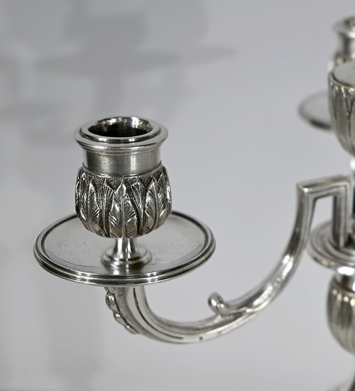 Pair of Silver Bronze Candlesticks - Late 19th Century