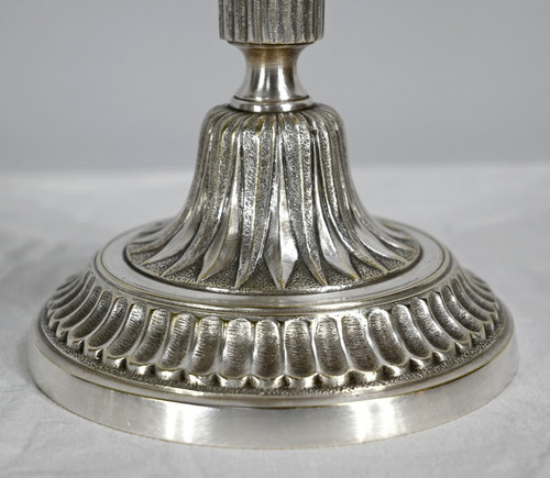 Pair of Silver Bronze Candlesticks - Late 19th Century