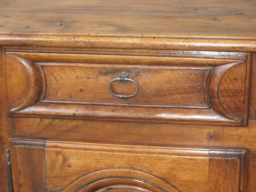 Small Louis XIV blond walnut buffet with 2 doors 2 drawers 17th century