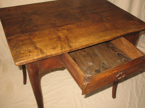 Small Louis XV period desk table in oak with an 18th century drawer