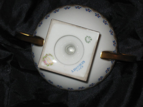 Cup and sugar bowl in Limoges porcelain by Jean Pouyat decorated with barbeaux, 19th century