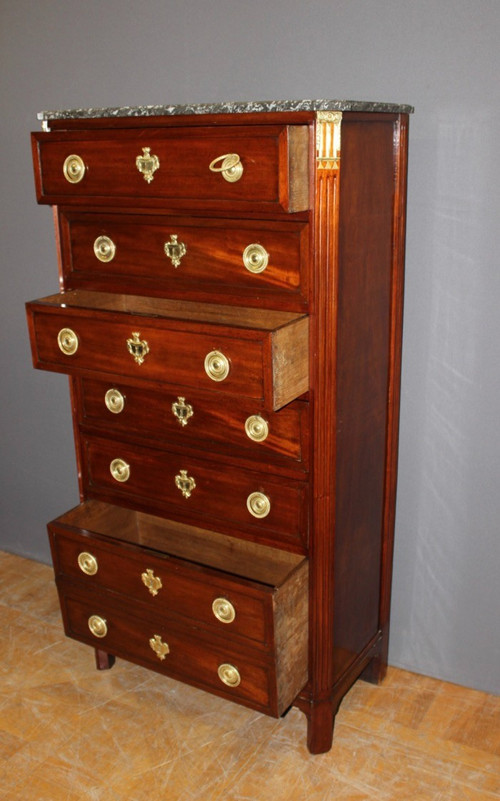 Semainier Louis XVI in late 18th century mahogany