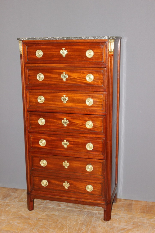 Semainier Louis XVI in late 18th century mahogany