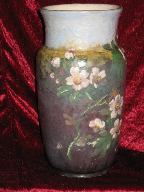 Impressionist stoneware vase from Montigny sur Loing, 19th century