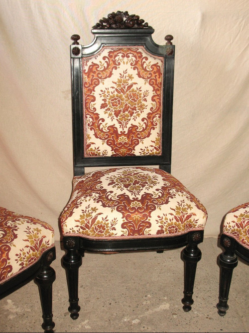 Suite de 6 chaises en acajou époque Napoléon III 19ème de style Louis XVI