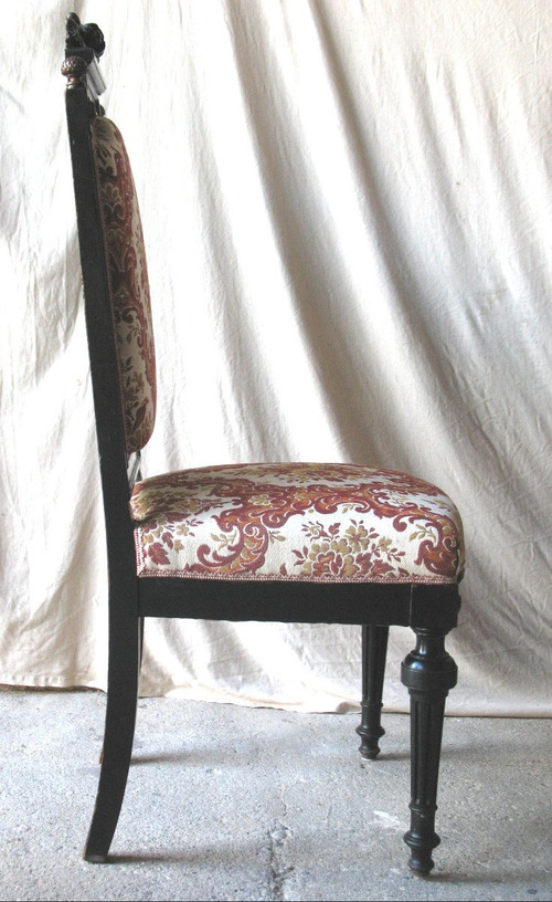 Suite de 6 chaises en acajou époque Napoléon III 19ème de style Louis XVI