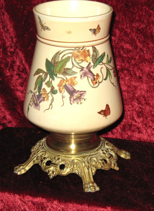 Foot of lamp in Bordeaux earthenware with Japanese decoration Nella, 19th century