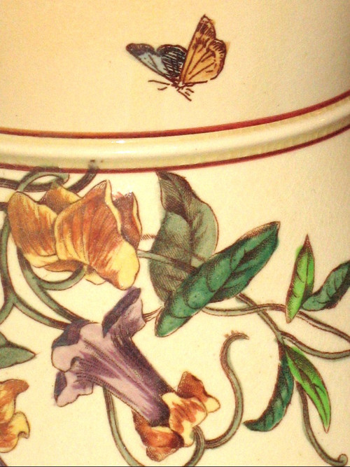 Foot of lamp in Bordeaux earthenware with Japanese decoration Nella, 19th century