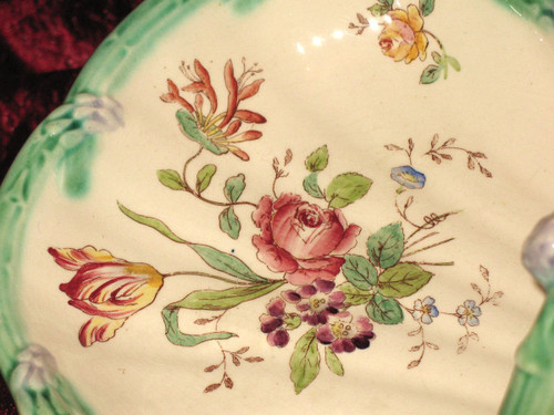 Asparagus service in Longchamp earthenware with Louis XV style floral decoration, 19th century