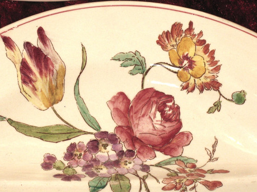 Asparagus service in Longchamp earthenware with Louis XV style floral decoration, 19th century