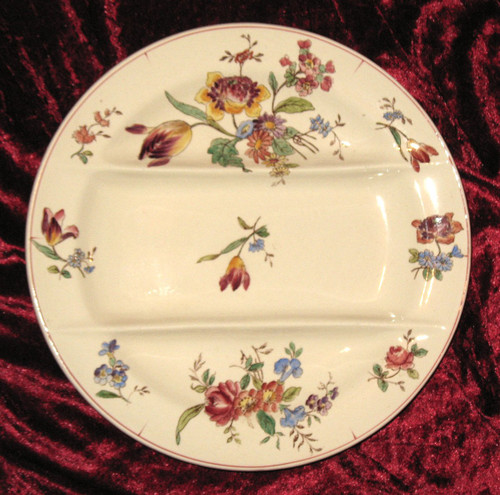 Asparagus service in Longchamp earthenware with Louis XV style floral decoration, 19th century