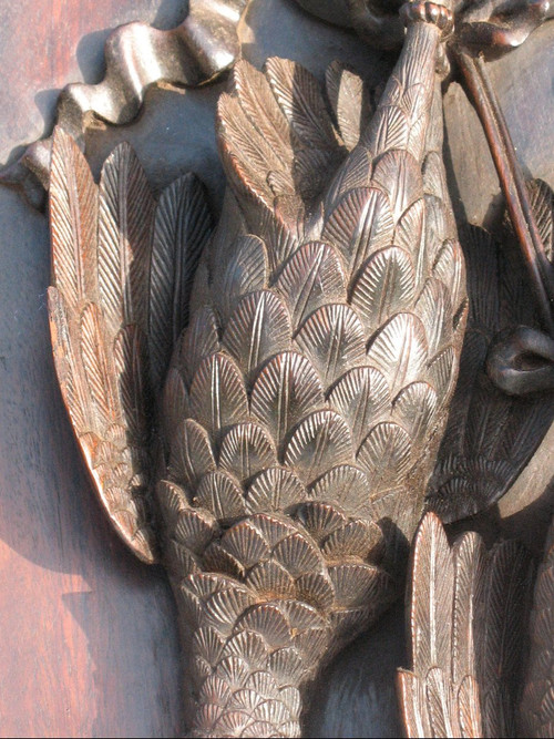 Paire de trophées de chasse en bois sculpté de la Forêt Noire époque 19ème