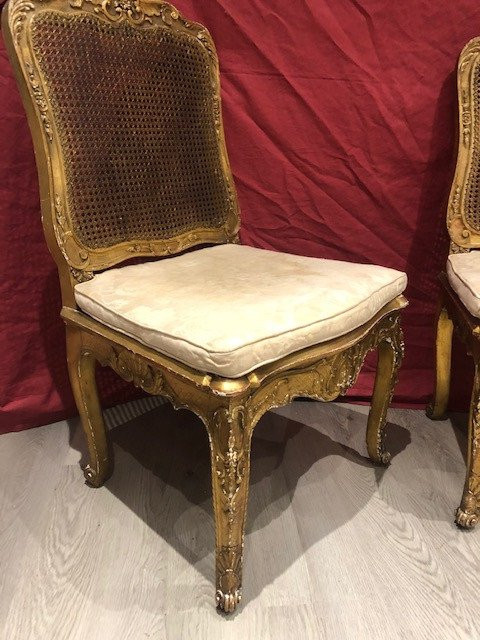 Pair Of Louis XV Armchairs In Golden Wood From The XIXth Century