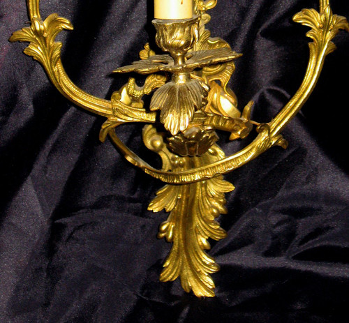 Paire d'appliques en bronze à 4 lumières style Louis XV