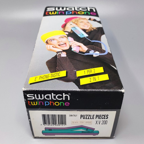 1980 Magnifique Swatch Twin Phone "Puzzle" avec la boîte d'origine. Style de Memphis