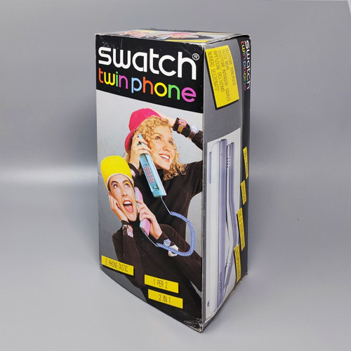 1980 Magnifique Swatch Twin Phone "Puzzle" avec la boîte d'origine. Style de Memphis