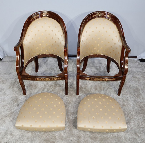 Pair of Rosewood Bergères, Charles X period - Early 19th century