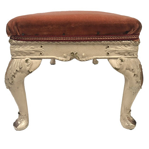 Petit banc en bois laqué crème de style rococo, milieu XXe