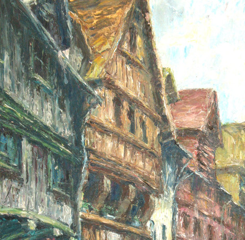 Huile sur panneau Rue de Rouen -  Gaston Laborde