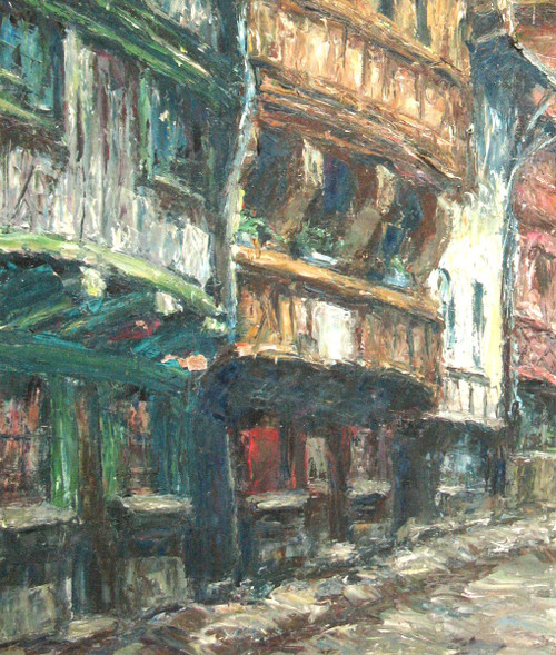 Huile sur panneau Rue de Rouen -  Gaston Laborde