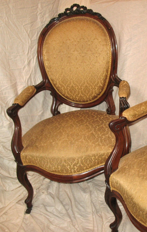 Paire de fauteuils Louis-Philippe en palissandre époque 19ème