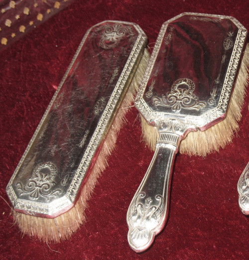 Crystal and silver-plated toiletry set by Christofle, 19th century, 8 pieces