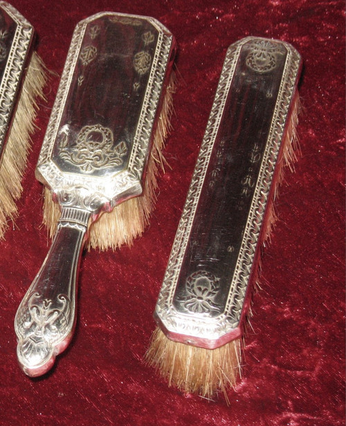 Crystal and silver-plated toiletry set by Christofle, 19th century, 8 pieces