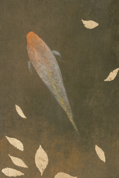 Tela dipinta, carpa Koi, opera contemporanea, LS5648675C