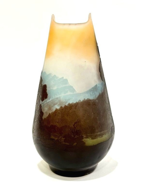 Jugendstil-Gallé-Vase „Vosgien-Landschaft“